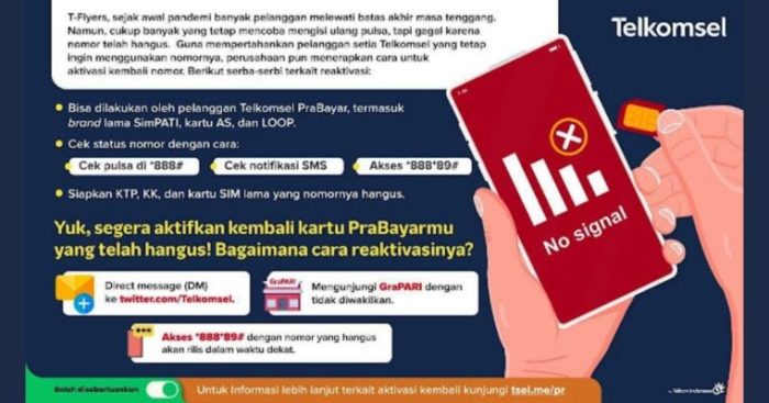 Cara reaktivasi kartu telkomsel untuk mengaktifkan nomor yang hangus